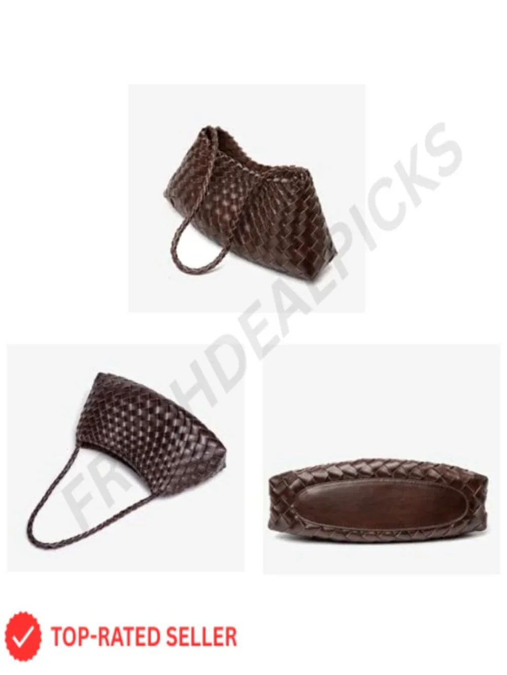 Woven Hobo Shoulder Bag Small Purse Vegan Leather Handbag
